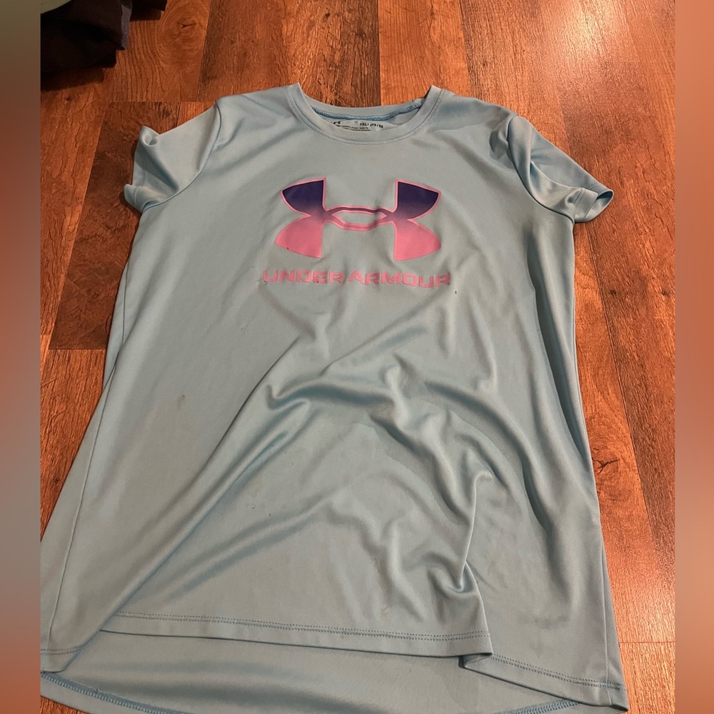 Under Armour Blue T-Shirt with Pink Logo